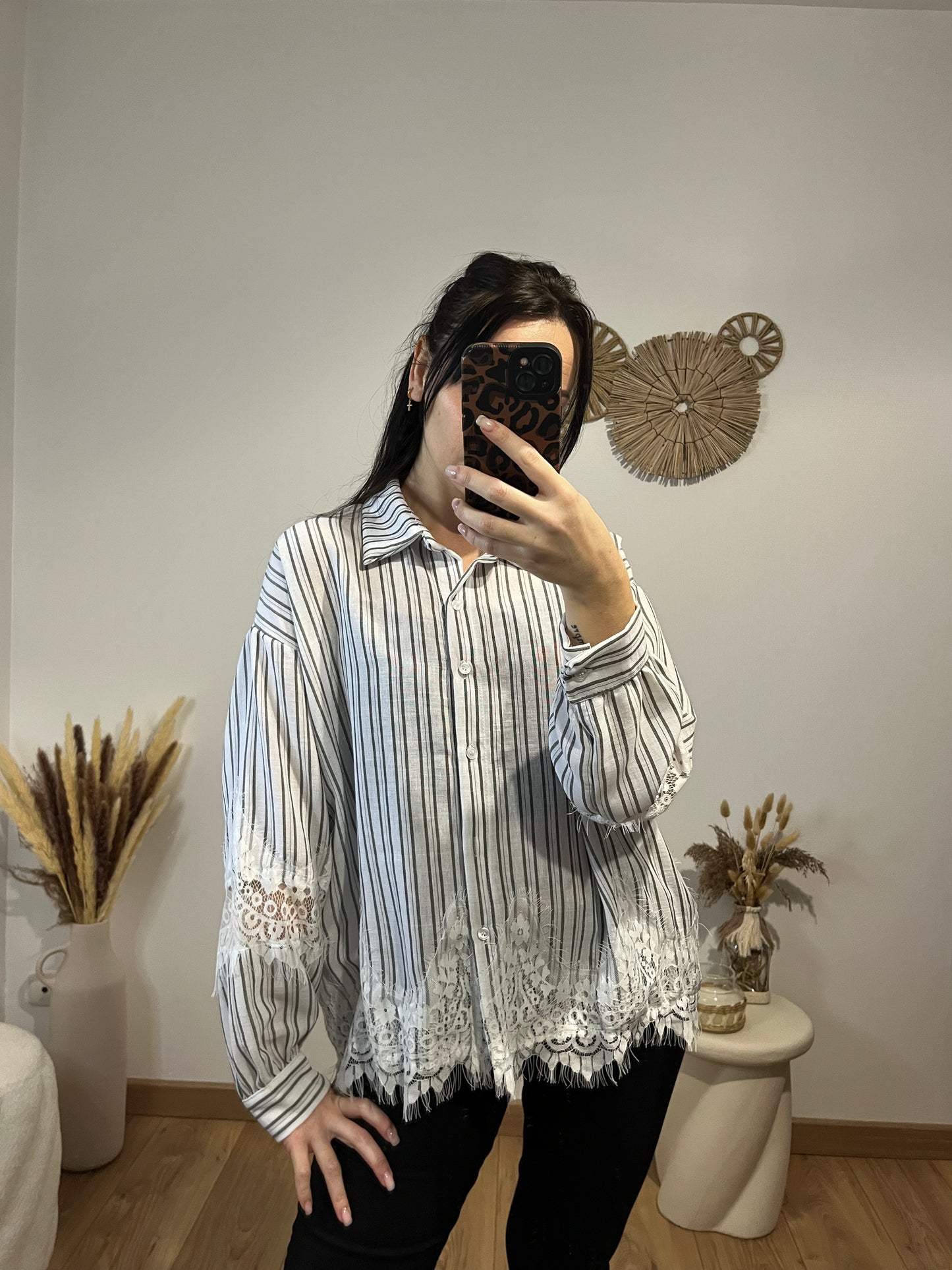 Chemise rayé kaki