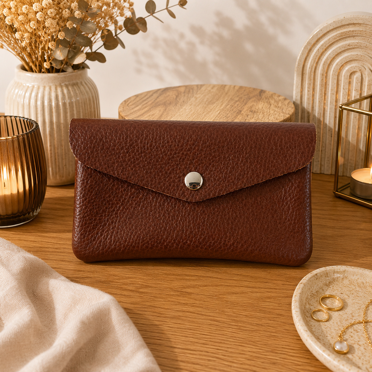 Porte monnaie cuir choco