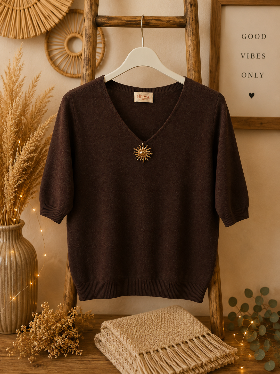 Pull soleil marron chocolat