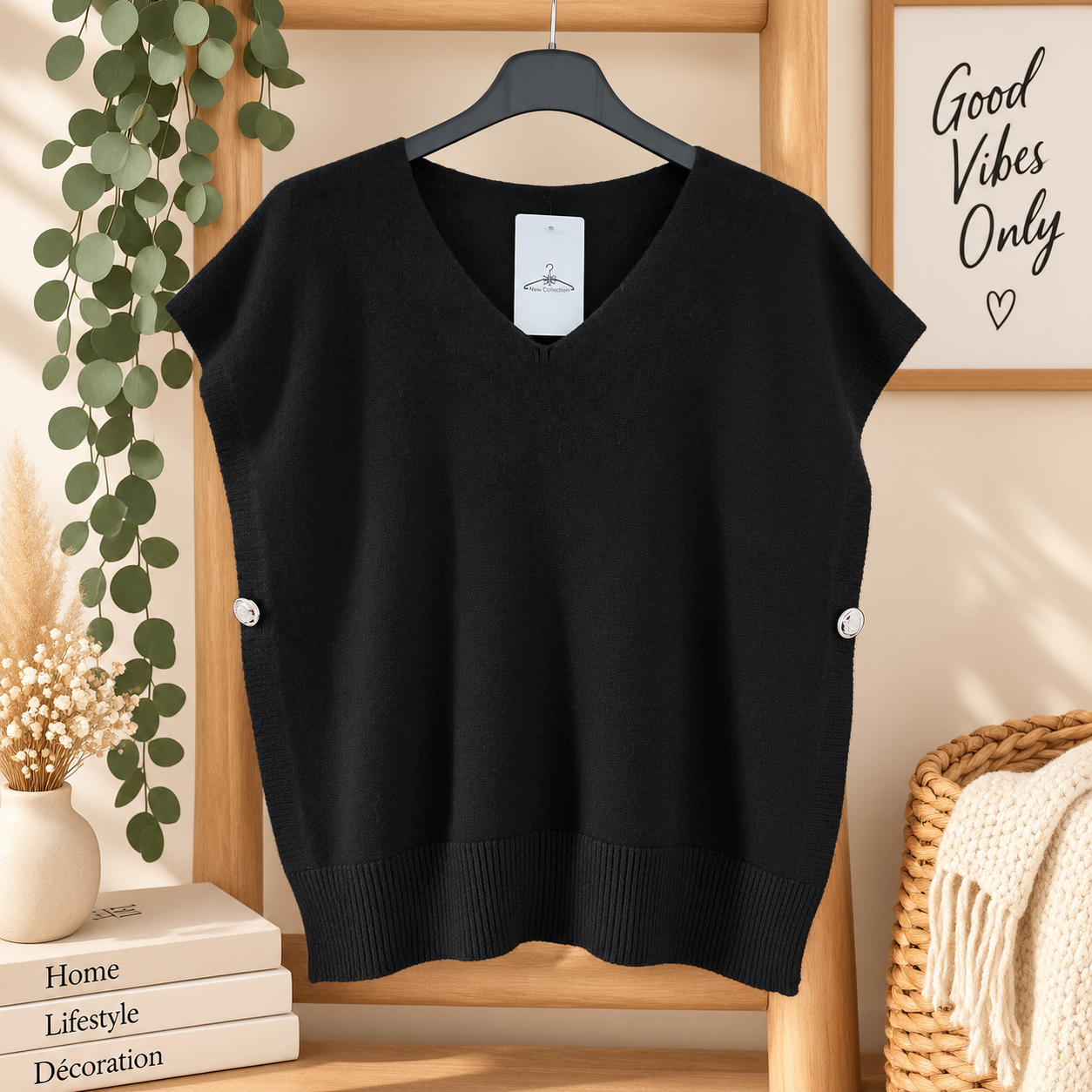 Pull sans manches noir