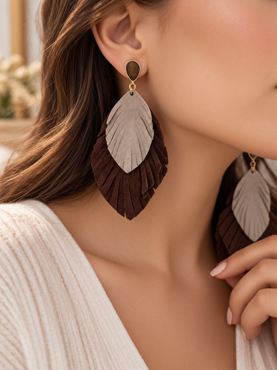 Boucle d’oreille plume