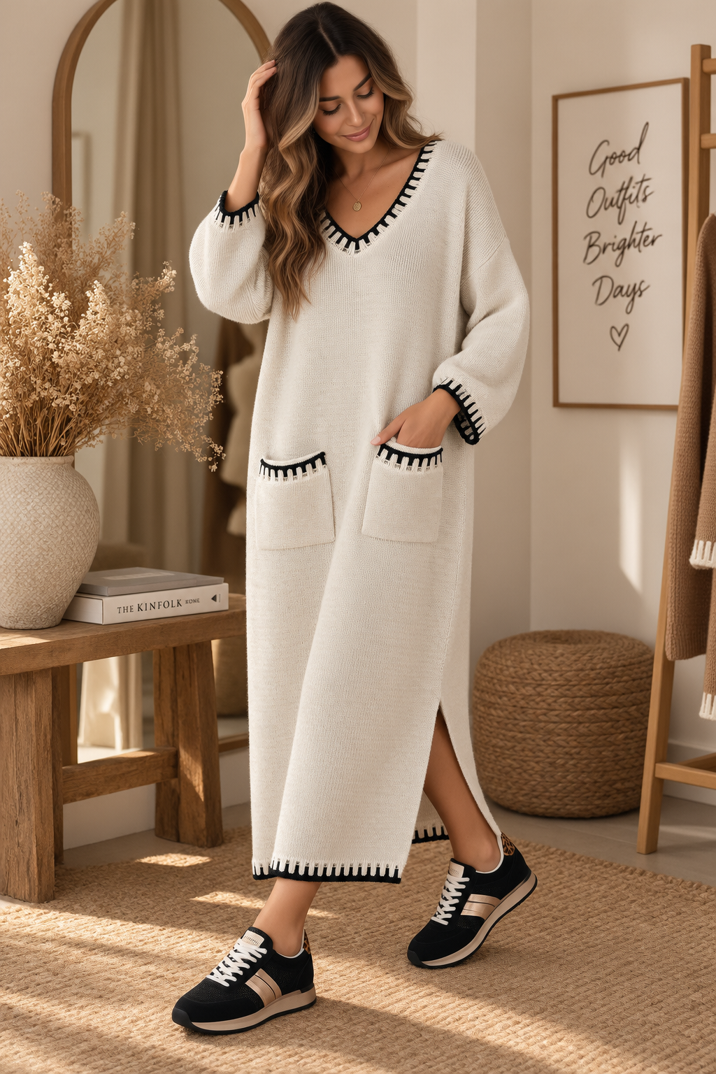 Robe longue beige