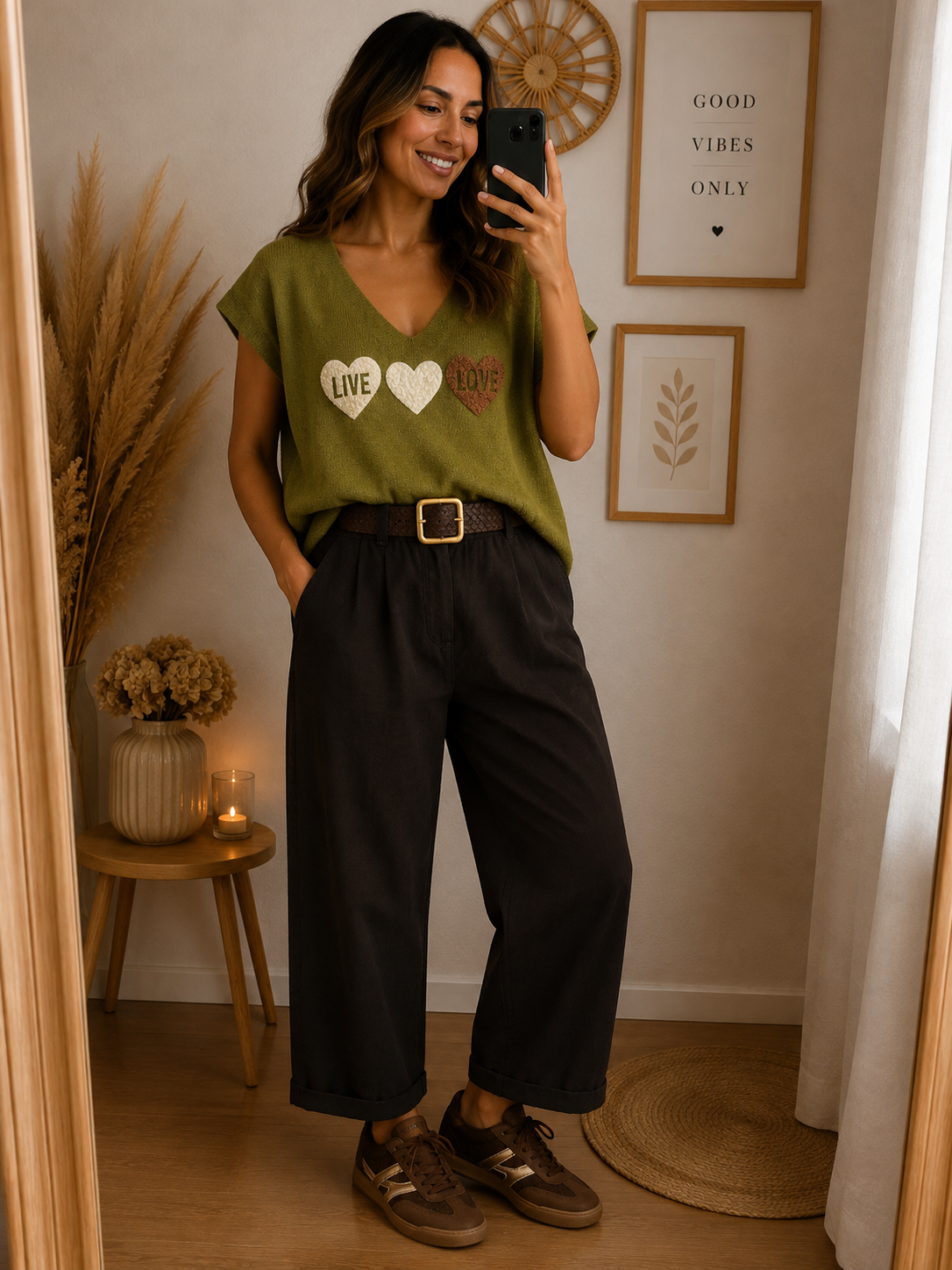 Pull débardeur vert olive