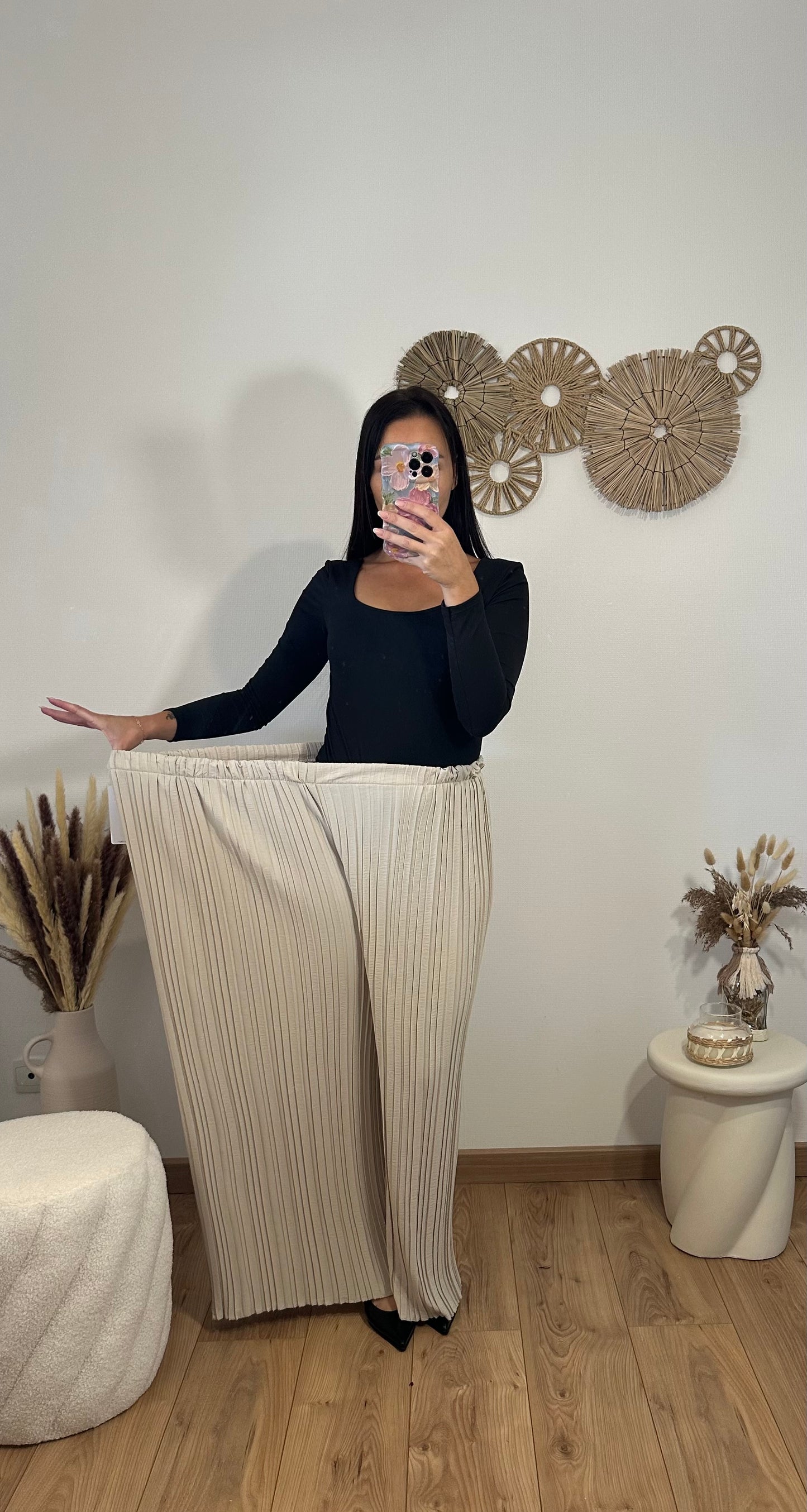 Pantalon plissé beige