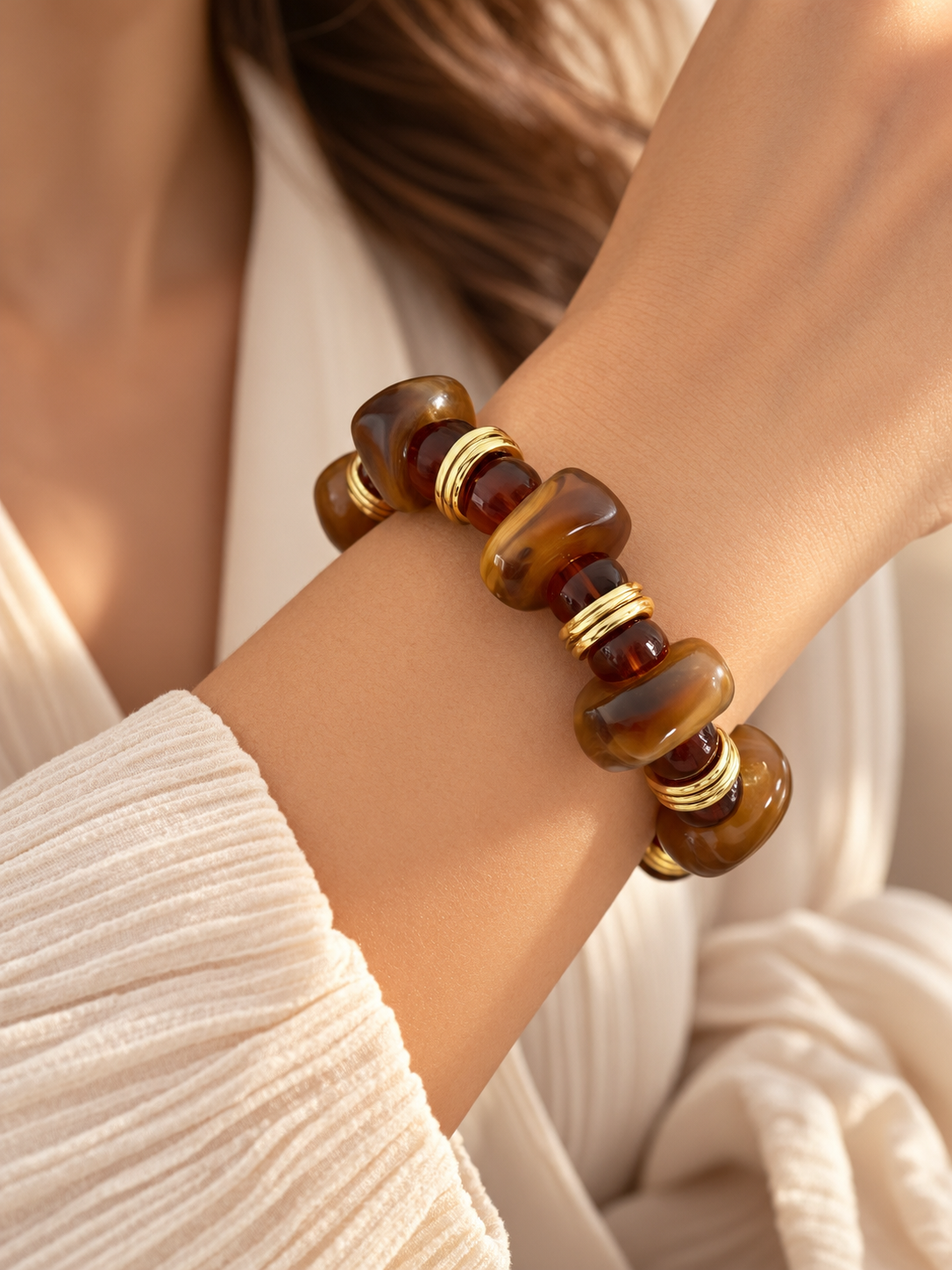 Bracelet perles ambrée