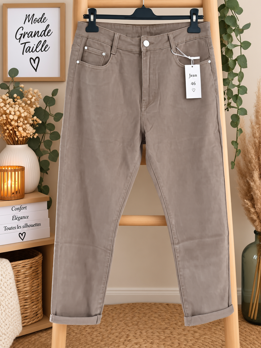 Jeans curvy taupe