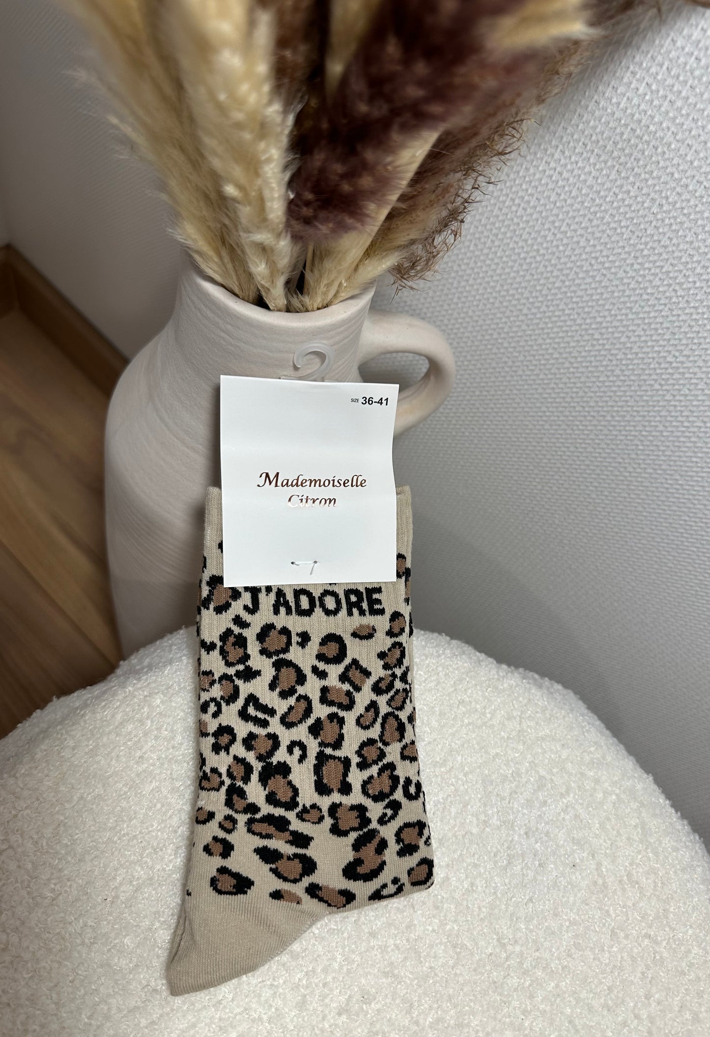 Chaussette léopard beige clair