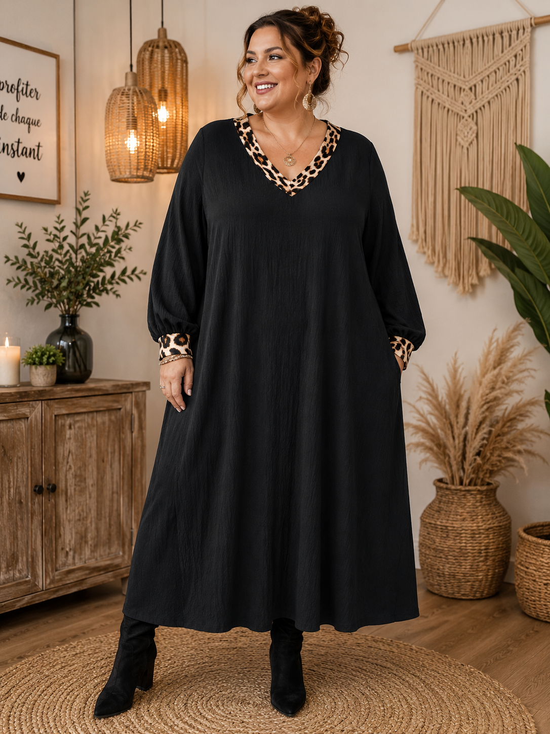 Robe noire léopard