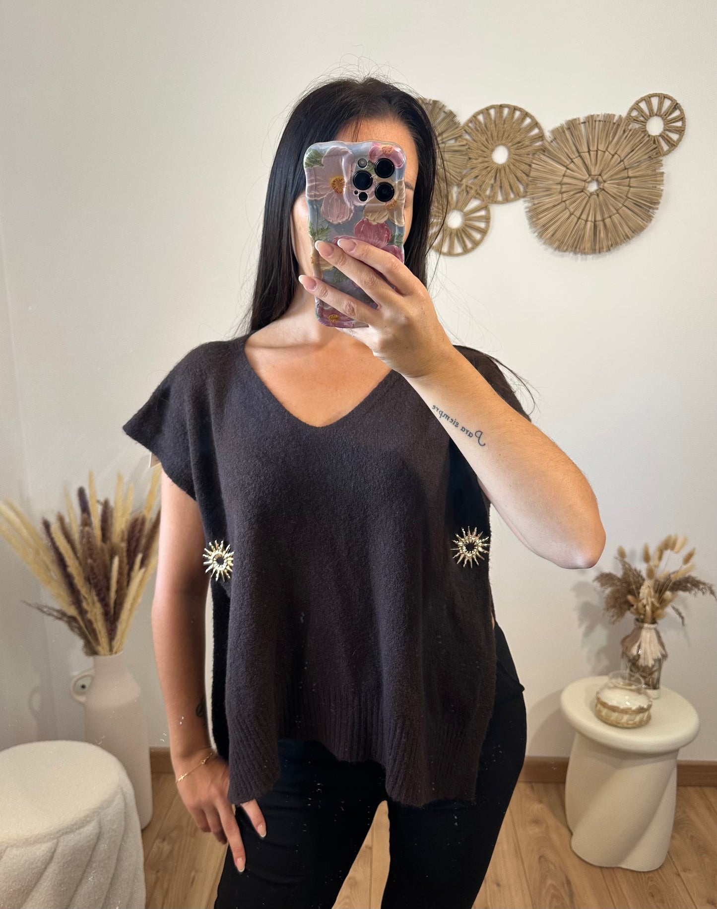 Pull sans manche choco