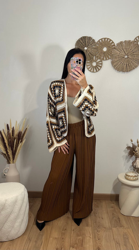 Pantalon plissé marron