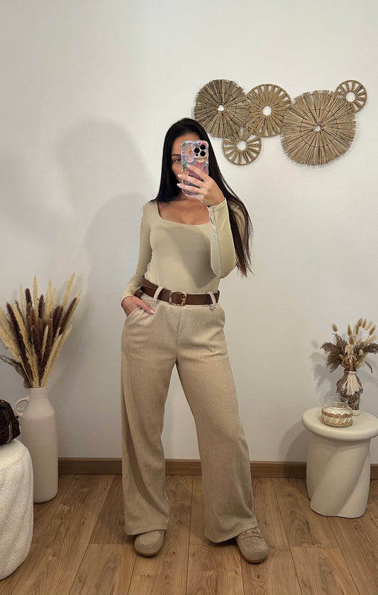 Pantalon velours beige