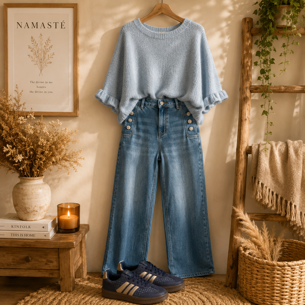 Jeans strass bleu