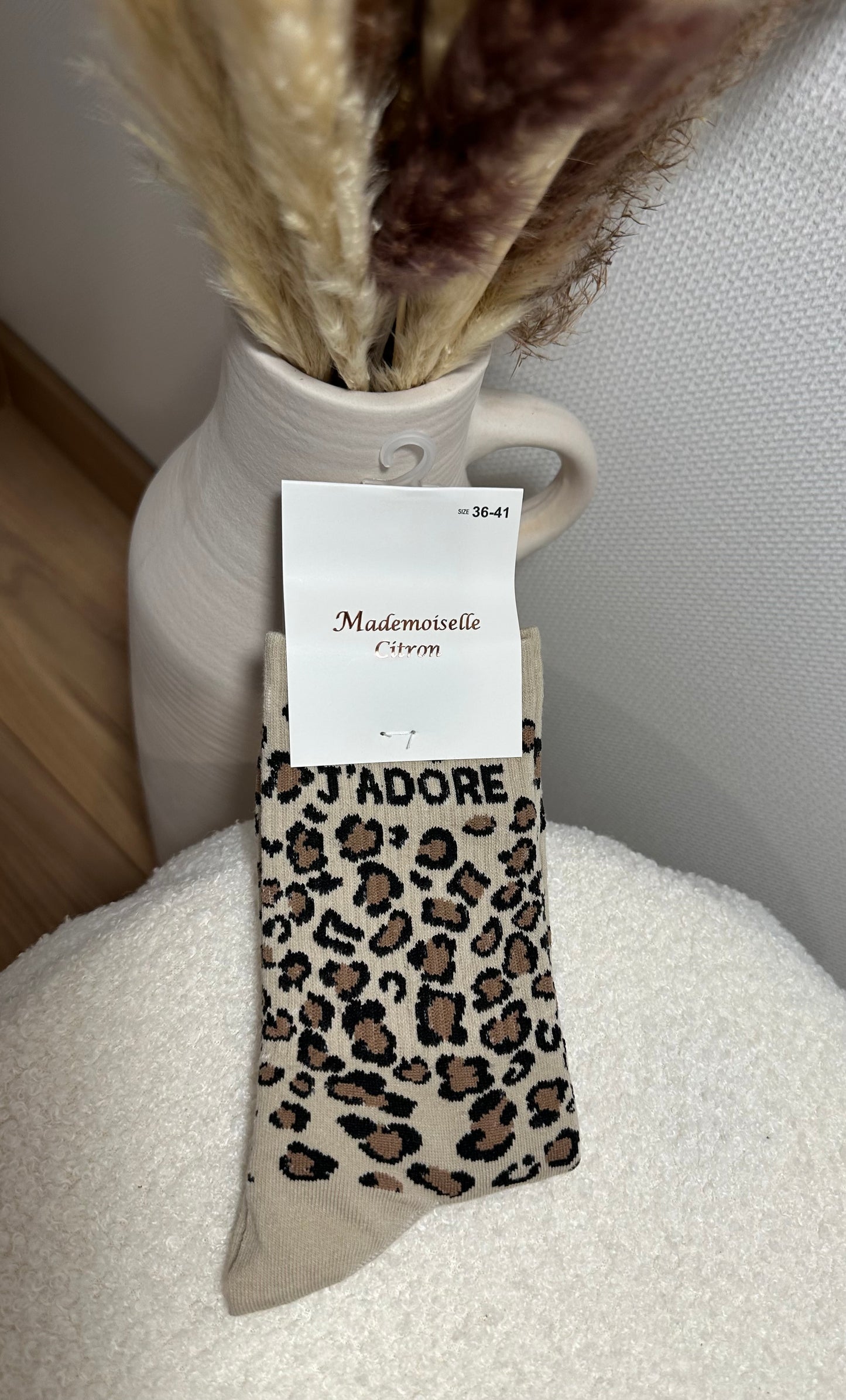 Chaussette léopard beige clair
