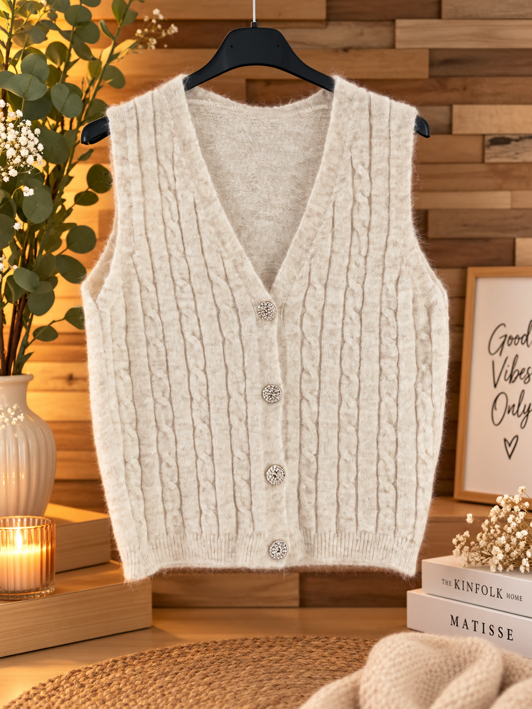 Gilet sans manches beige