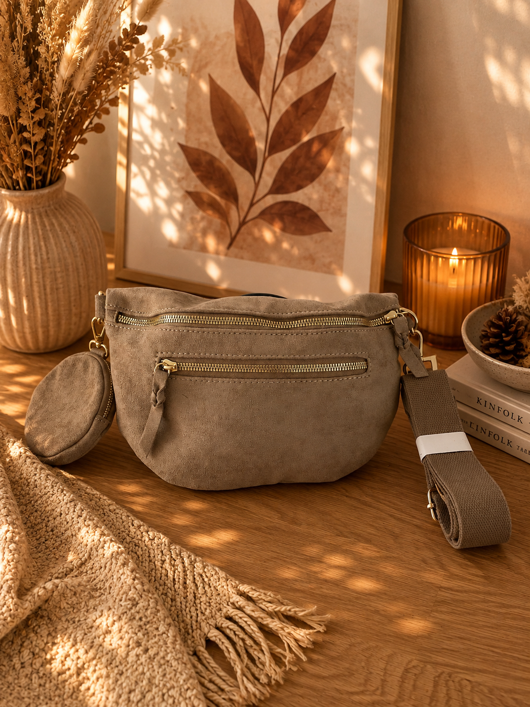 Sac banane taupe
