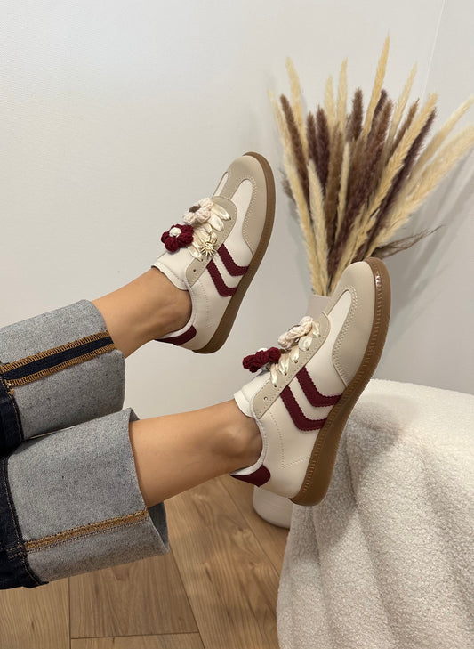 Basket Fleurs bordeaux