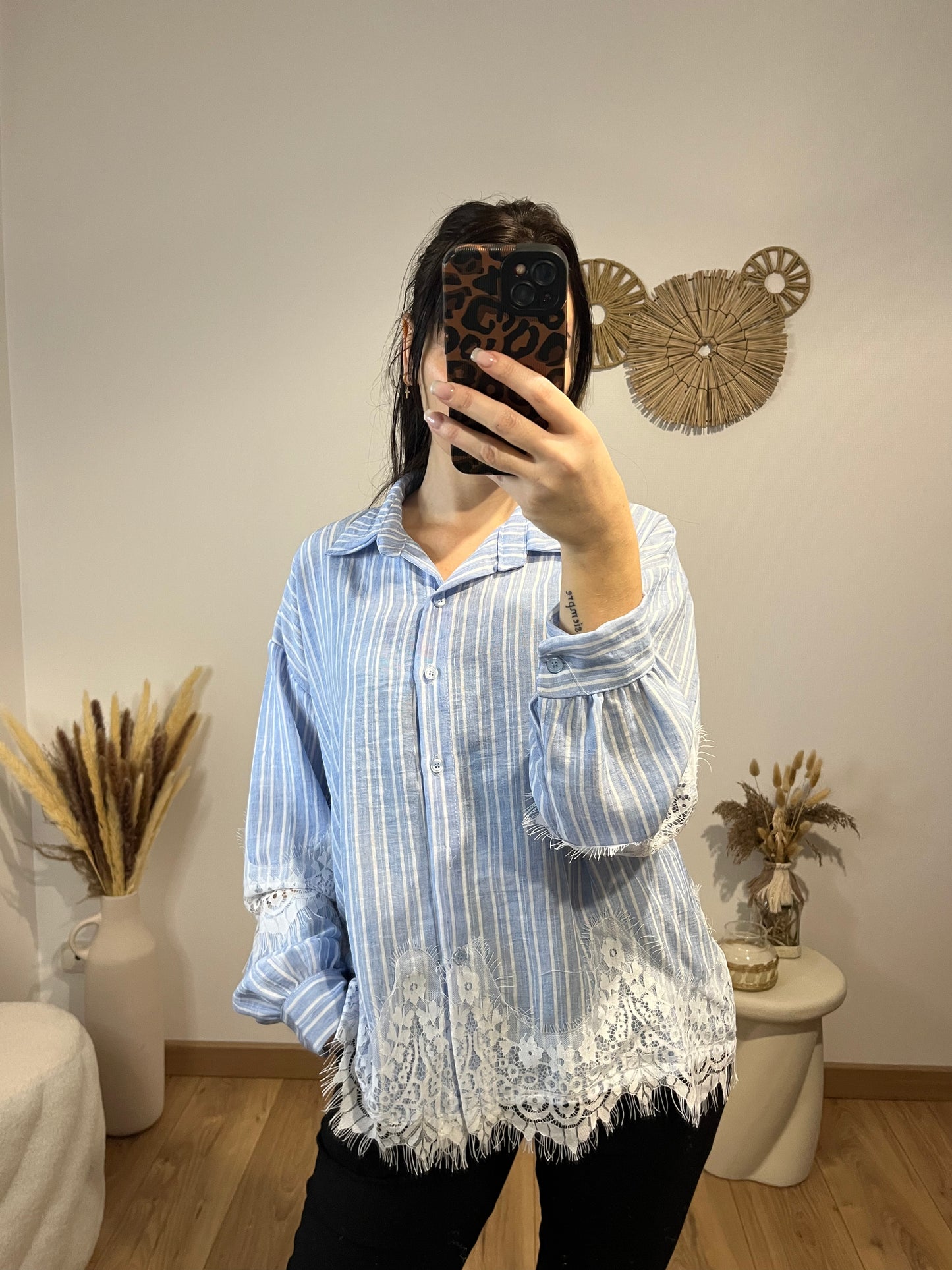 Chemise rayé bleu ciel