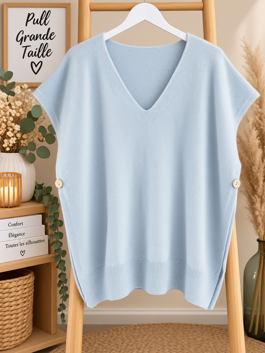 Pull sans manche curvy bleu ciel