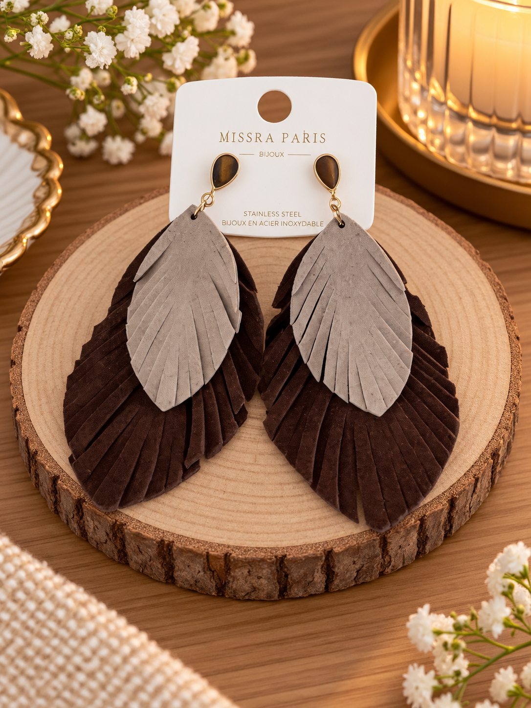 Boucle d’oreille plume