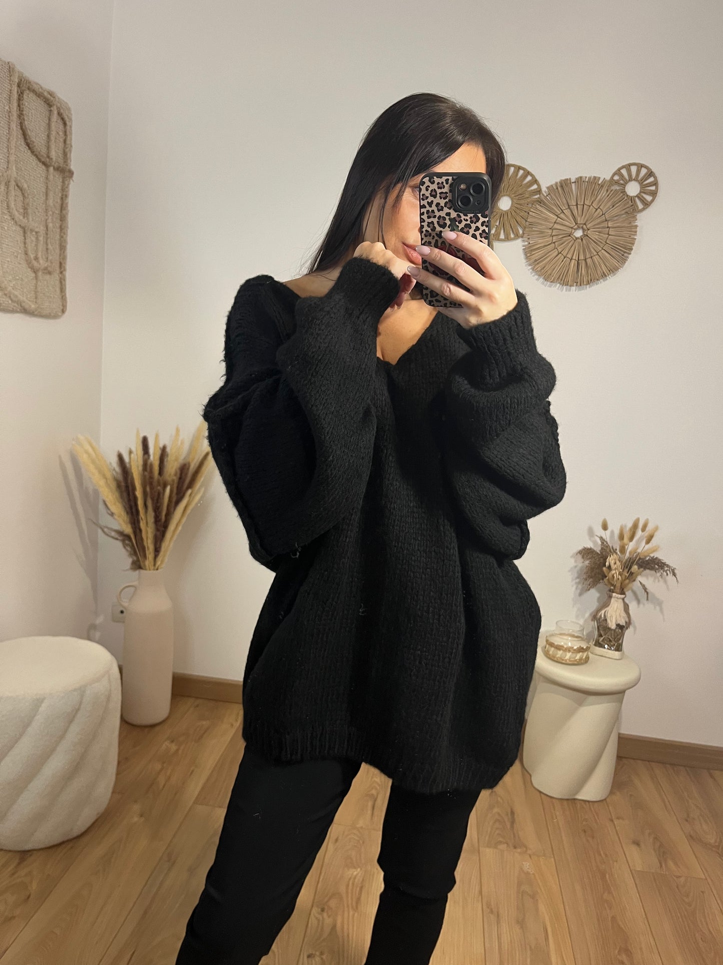 Pull oversize noir