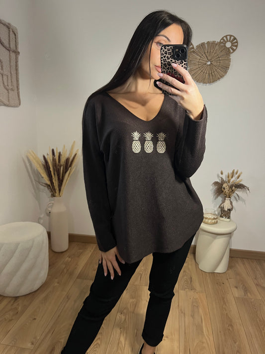 Pull ananas marron