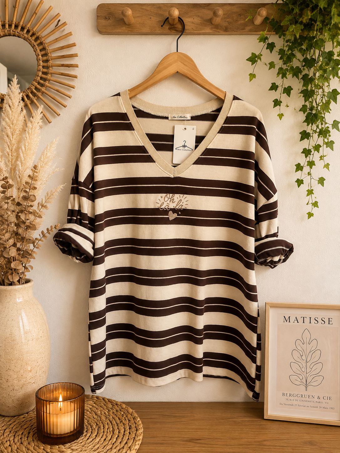 Haut rayé Choco et beige