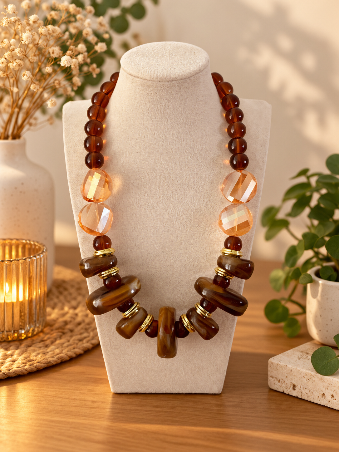 Collier perles ambrée