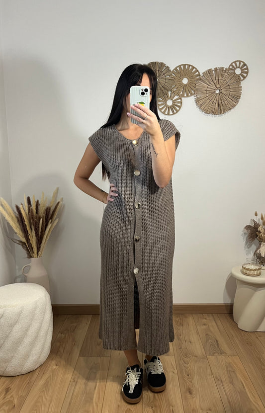 Robe longue taupe