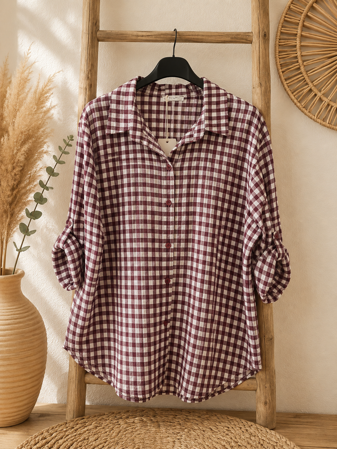 Chemise vichy bordeaux