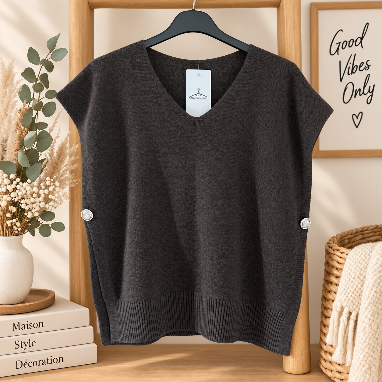 Pull sans manches choco