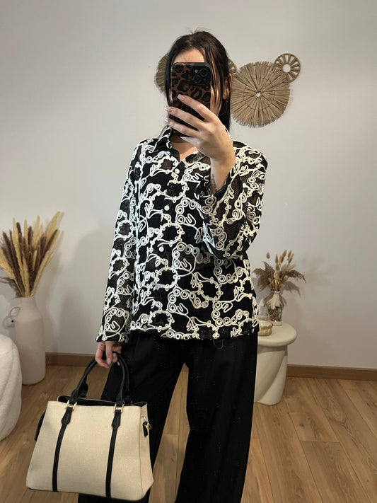Cardigan brodé noir