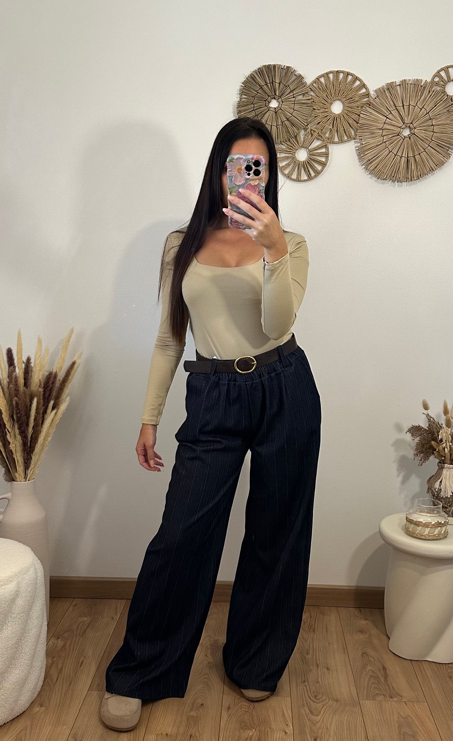 Pantalon rayé bleu marine