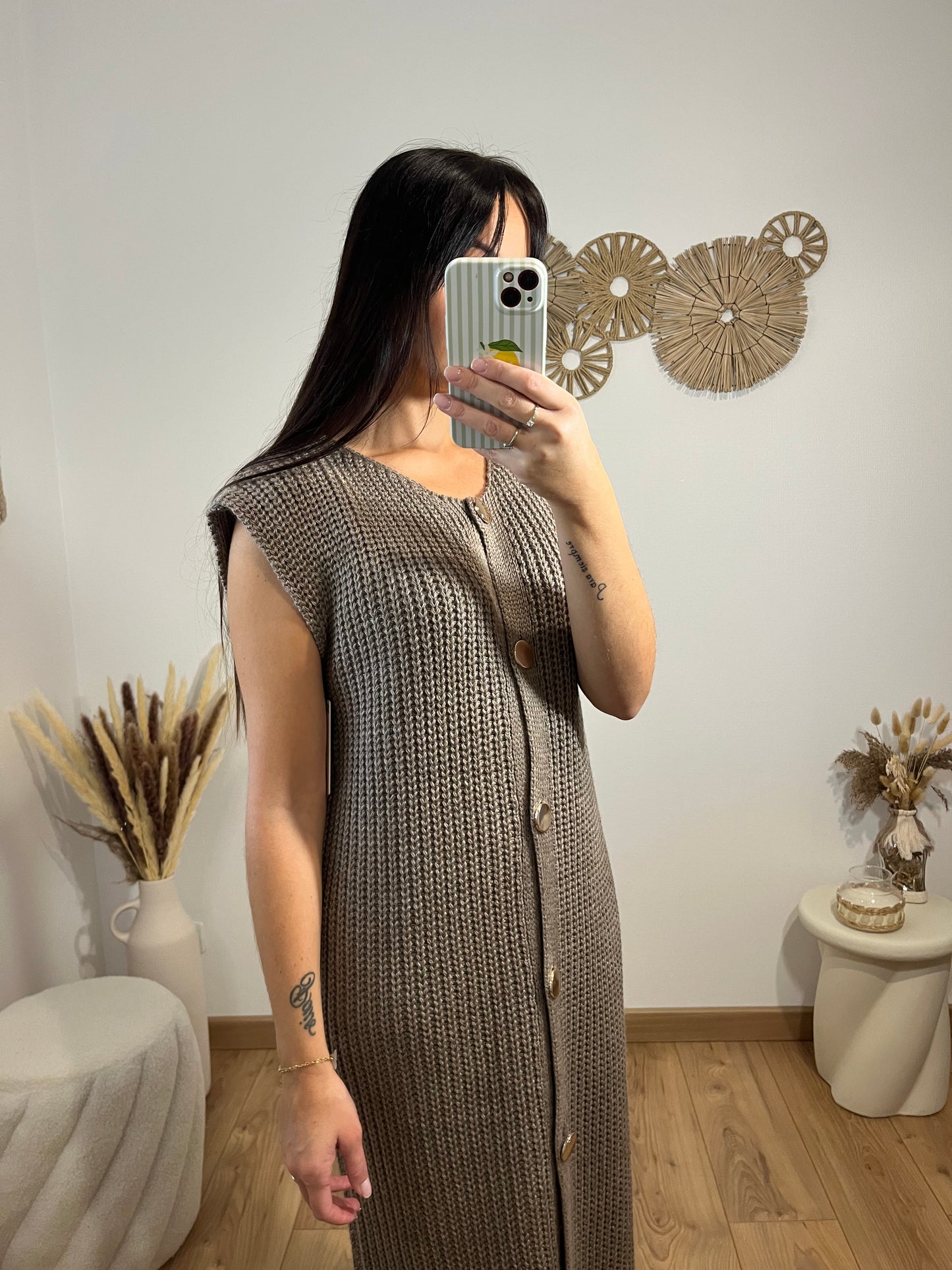 Robe longue taupe