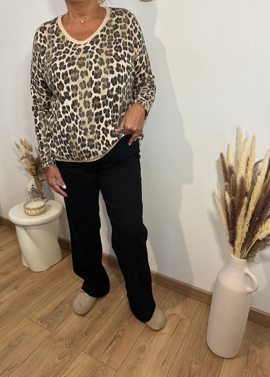 Pull léopard beige