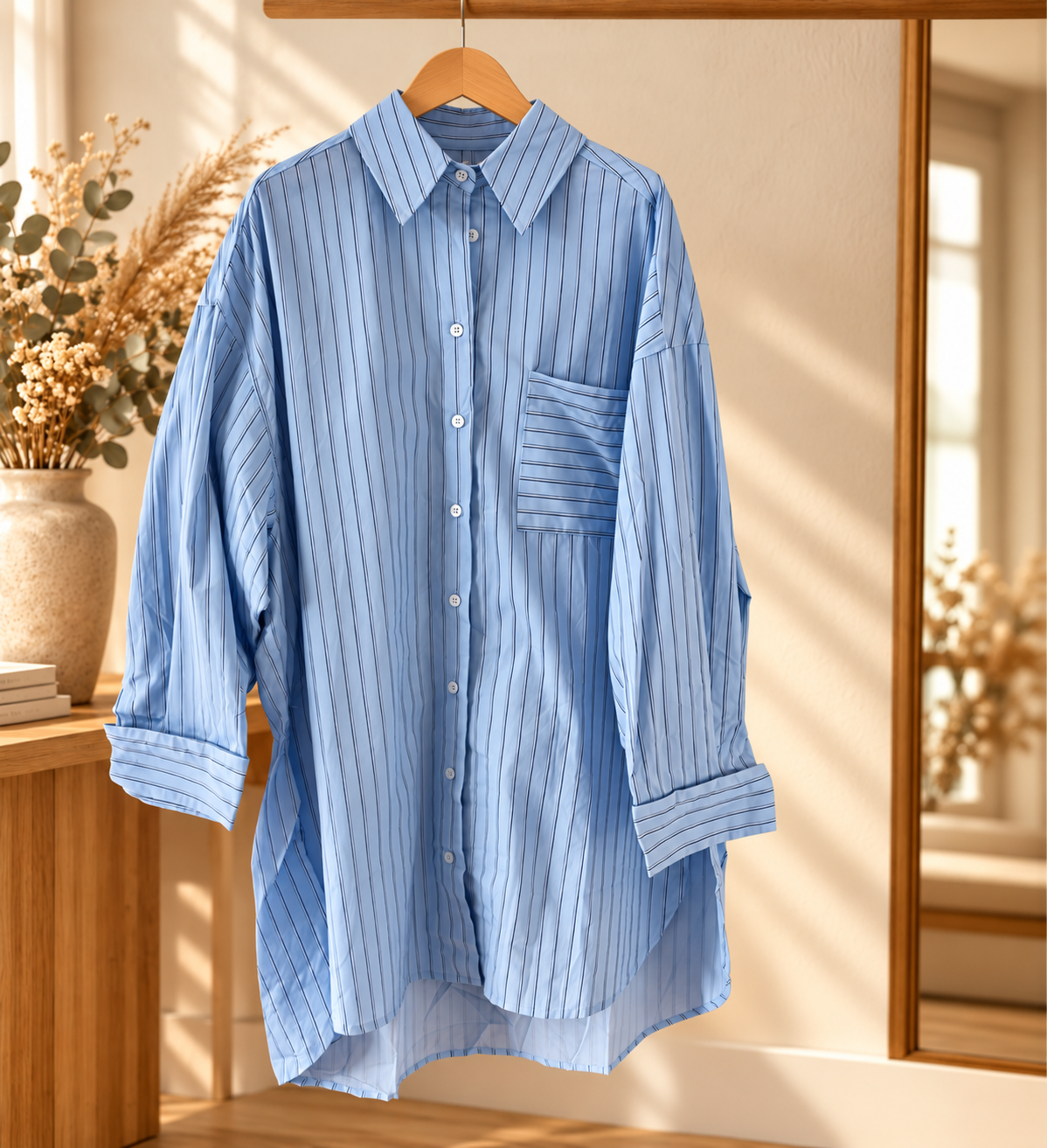 Chemise rayé bleu ciel
