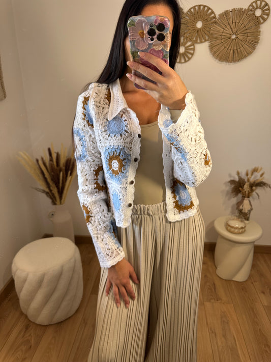 Gilet crochet ciel