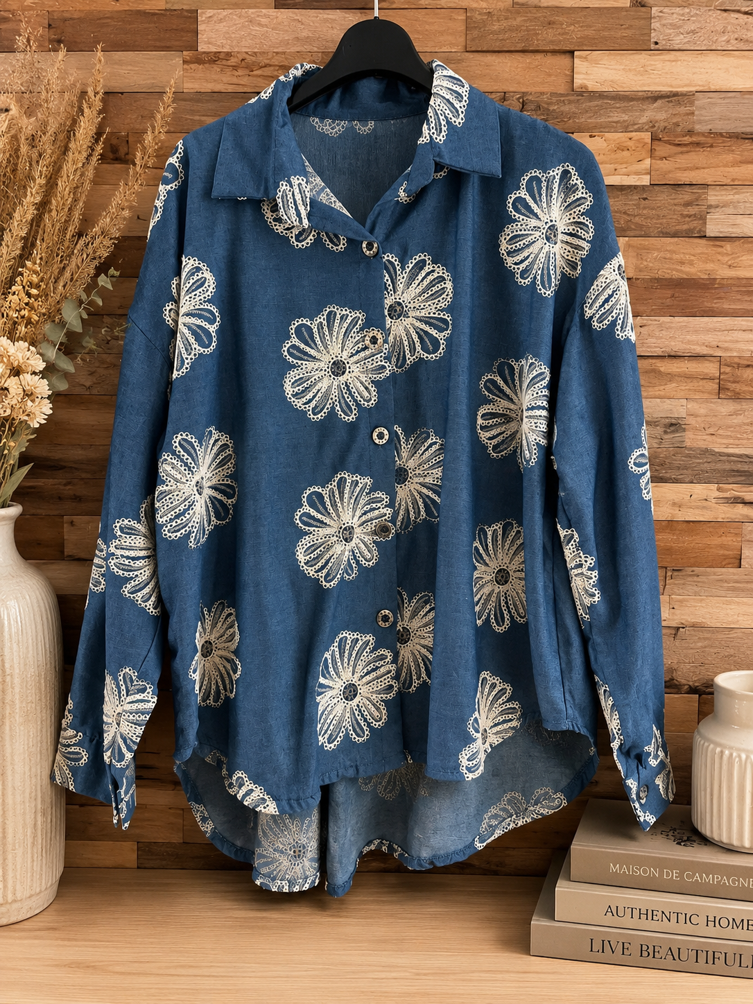 Chemise fleur brodé