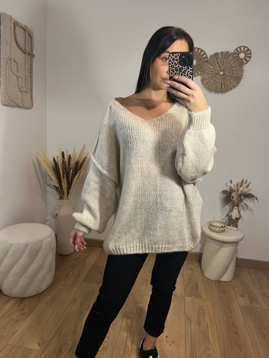 Pull oversize beige