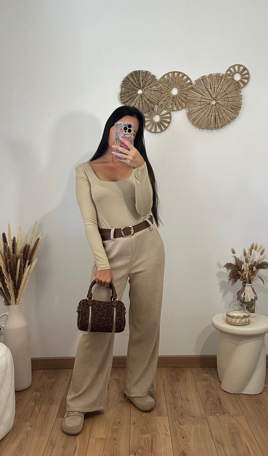 Pantalon velours beige