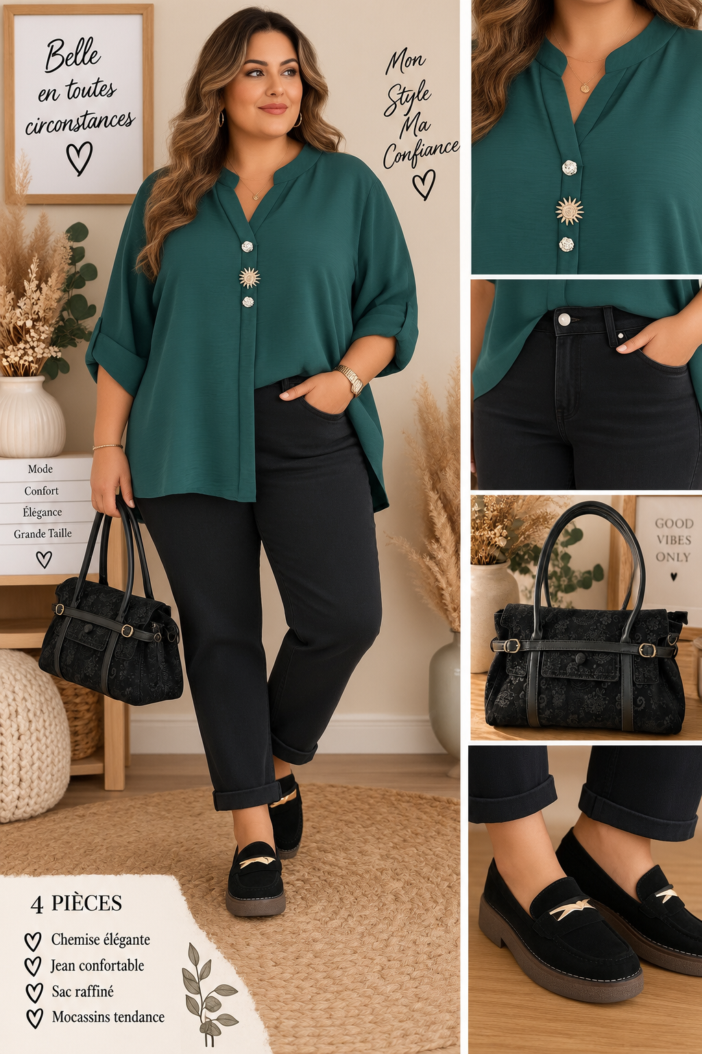 Chemise curvy verte