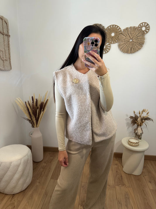 Gilet feutrine beige