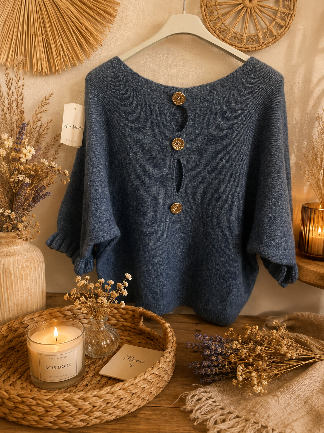 Pull bleu chiné