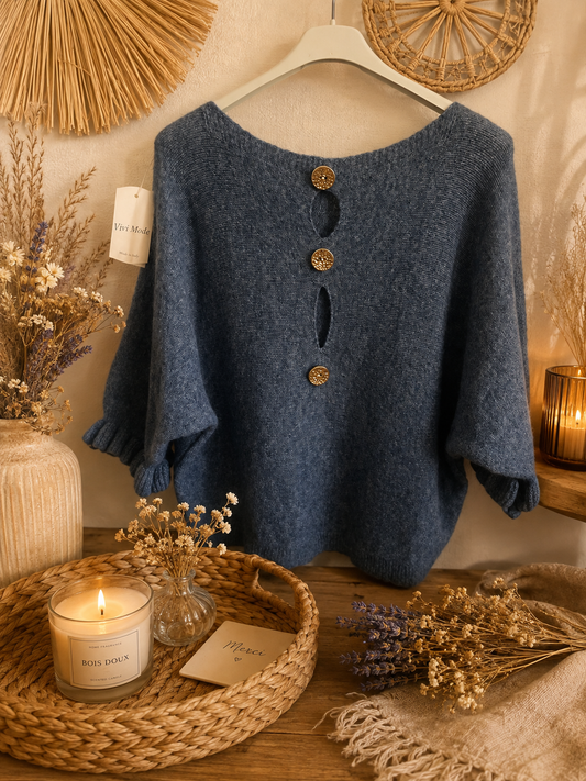 Pull bleu chiné