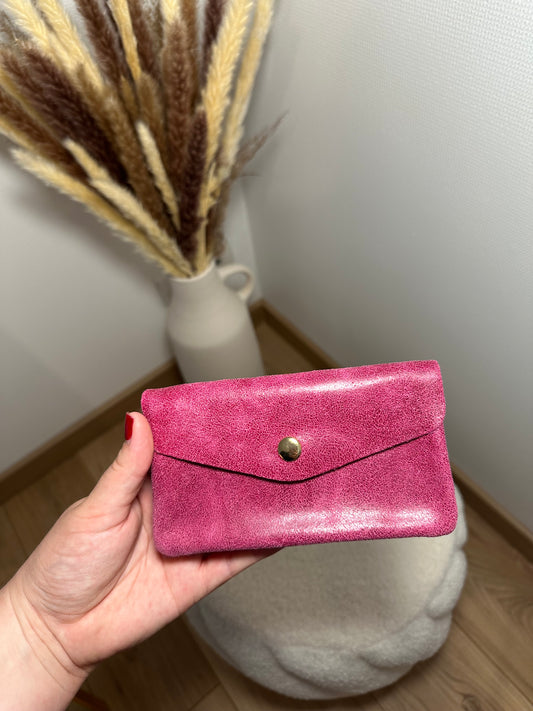 Porte monnaie cuir rose fuchsia