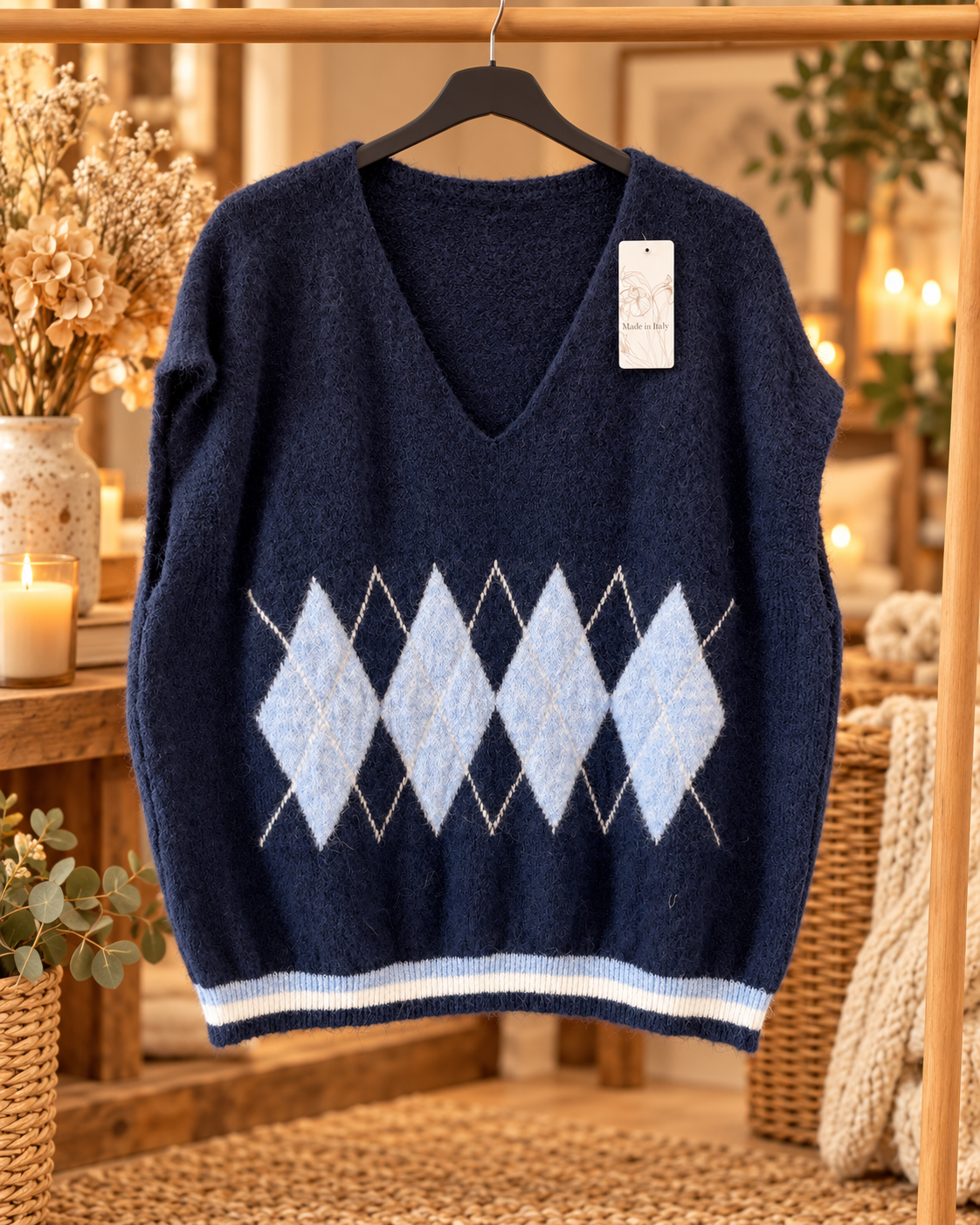 Pull sans manches bleu marine