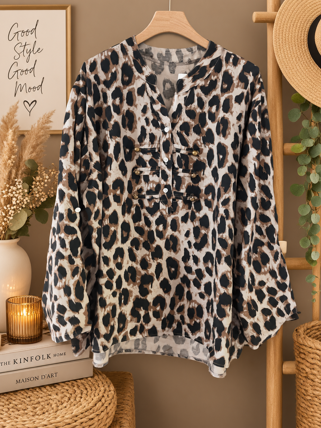 Blouse léopard taupe