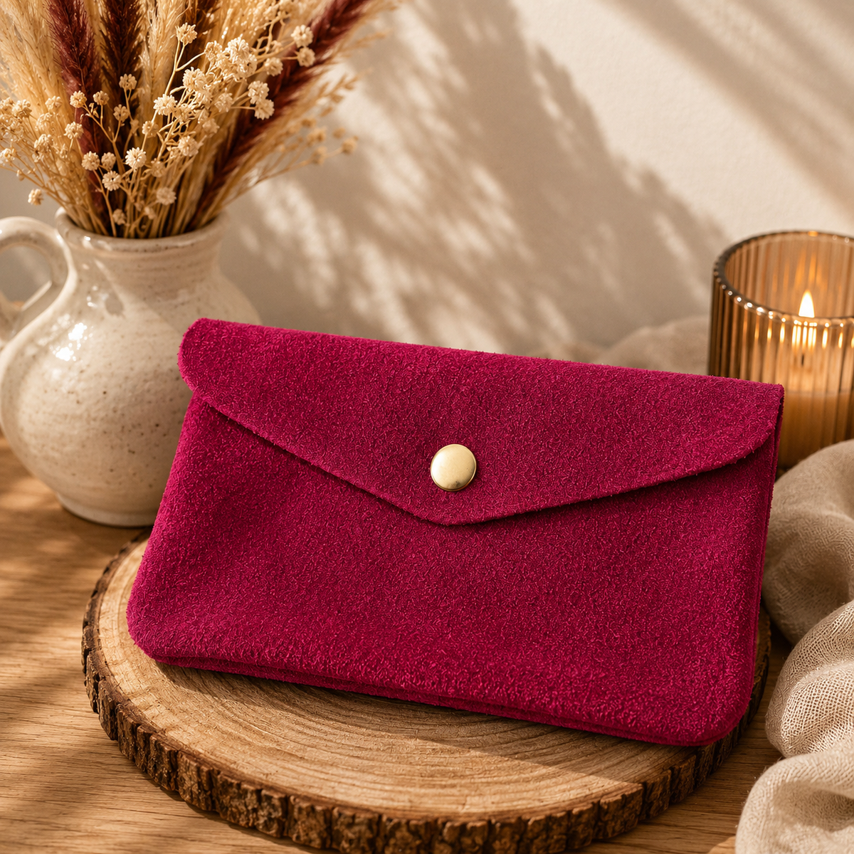 Porte monnaie cuir rose
