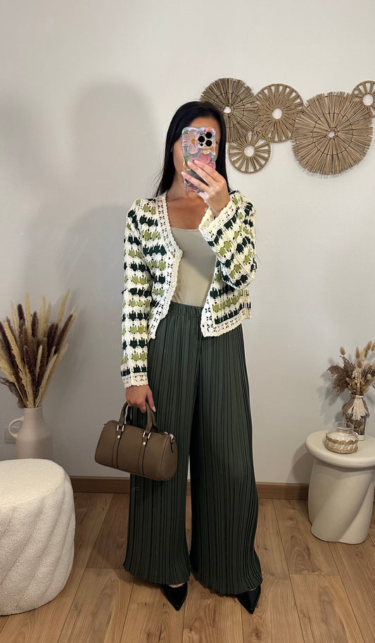 Pantalon plissé kaki