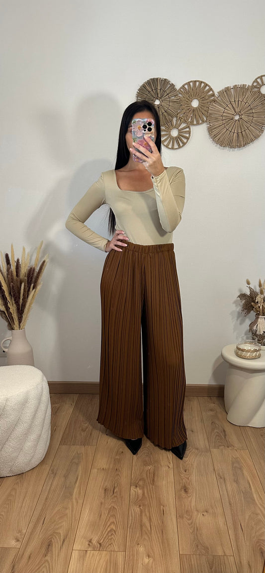 Pantalon plissé marron