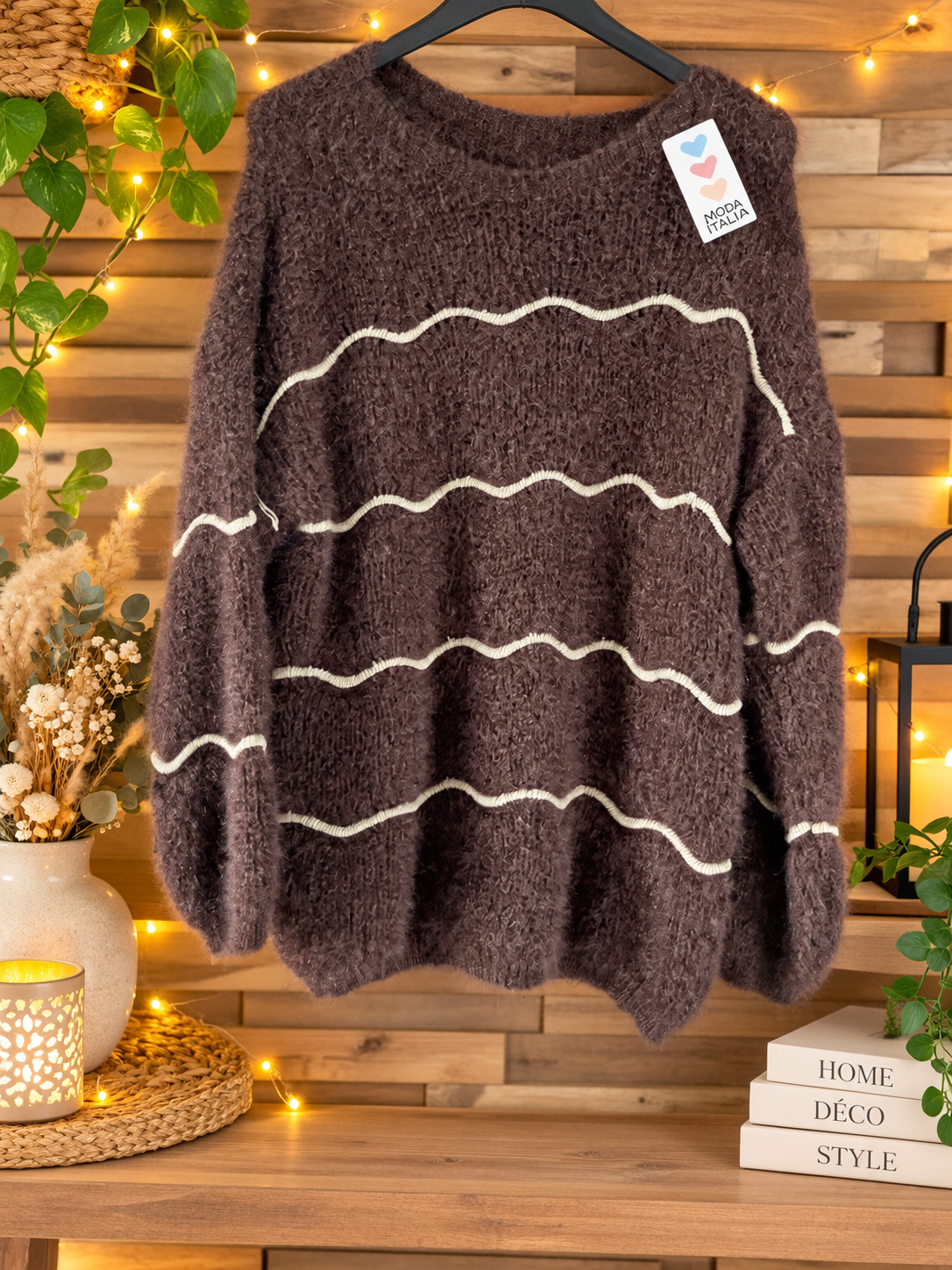 Pull marron et doré